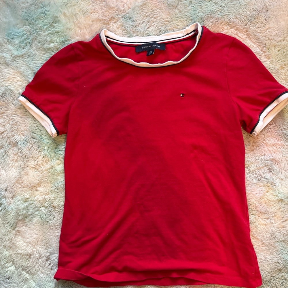 Tommy Hilfiger Red Fitted Polo Tee